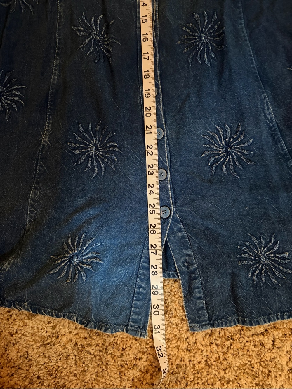 Vintage Raya Sun Blue Denim Button-Front Sunburst Dress - Picture 14 of 14